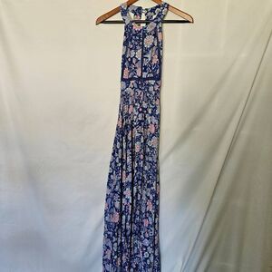Abel The Label Anthropologie Blue Bell Cottage Floral Maxi Dress‎ sz S
